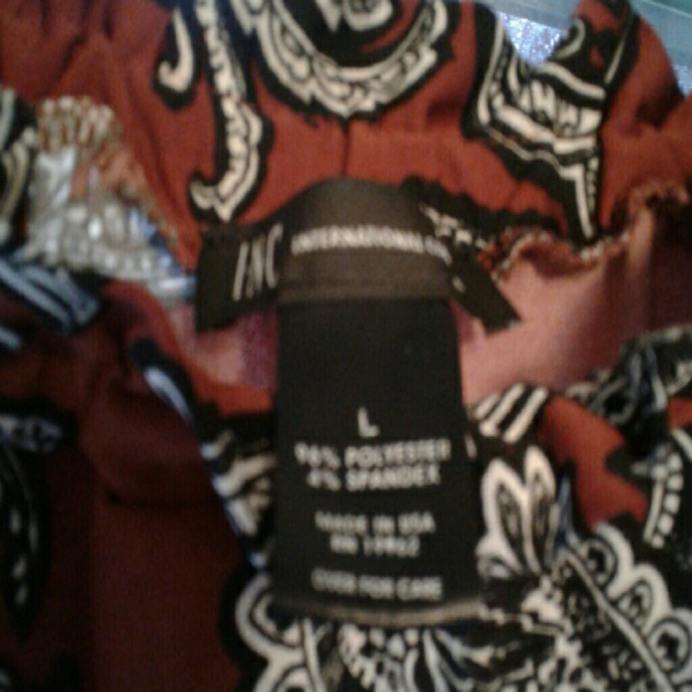 INC Rust/Black Ruffle-Neck Blouse,Like New - Picture 4 of 6